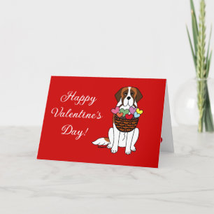 Saint Bernard Cartoon Valentine's Day Holiday Card