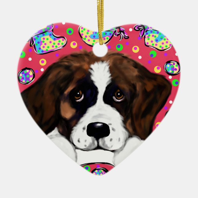 Saint Bernard Ceramic Ornament (Front)