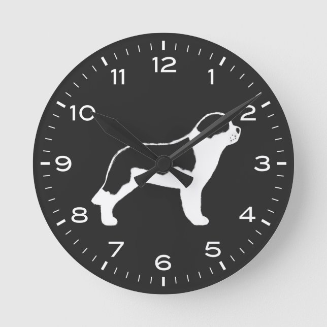 Saint Bernard Chalk Style Drawing Dog Round Clock (Front)