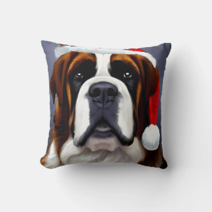 Saint Bernard Christmas Cushion