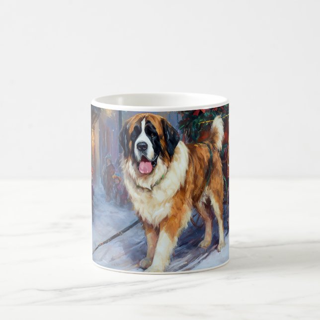 Saint Bernard Christmas Festive Season  Coffee Mug (Center)