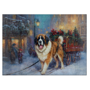 Saint Bernard Christmas Festive Season Cutting Board