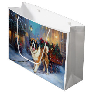 Saint Bernard Christmas Festive Season Large Gift Bag
