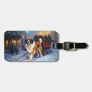 Saint Bernard Christmas Festive Season  Luggage Tag