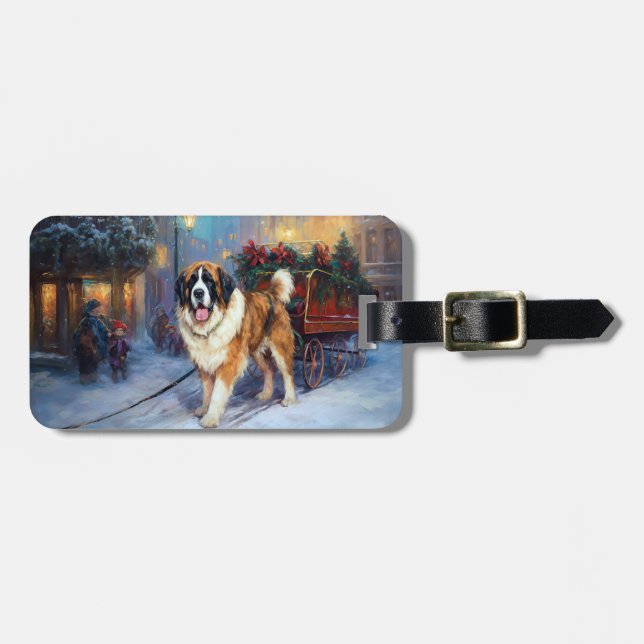 Saint Bernard Christmas Festive Season  Luggage Tag (Front Horizontal)
