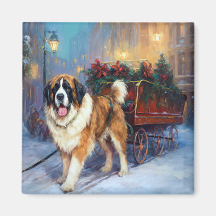 Saint Bernard Christmas Festive Season Magnet
