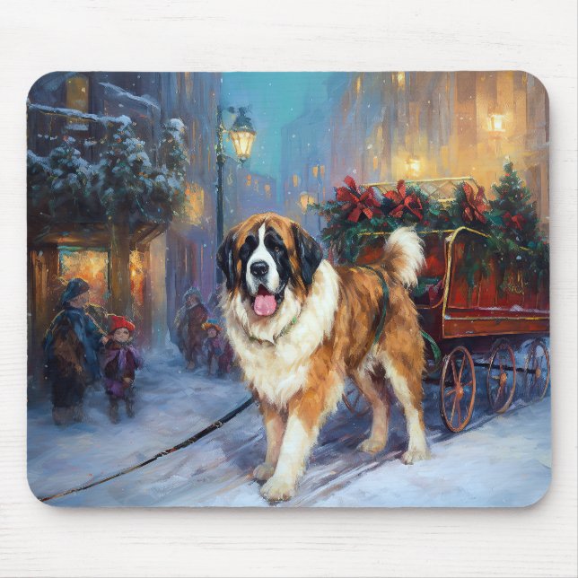 Saint Bernard Christmas Festive Season  Mouse Pad (Front)