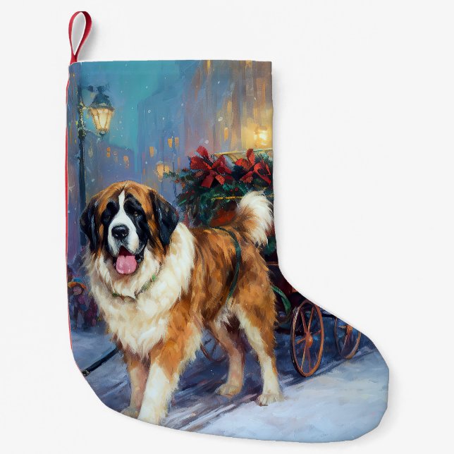 Saint Bernard Christmas Festive Season  Small Christmas Stocking (Front)