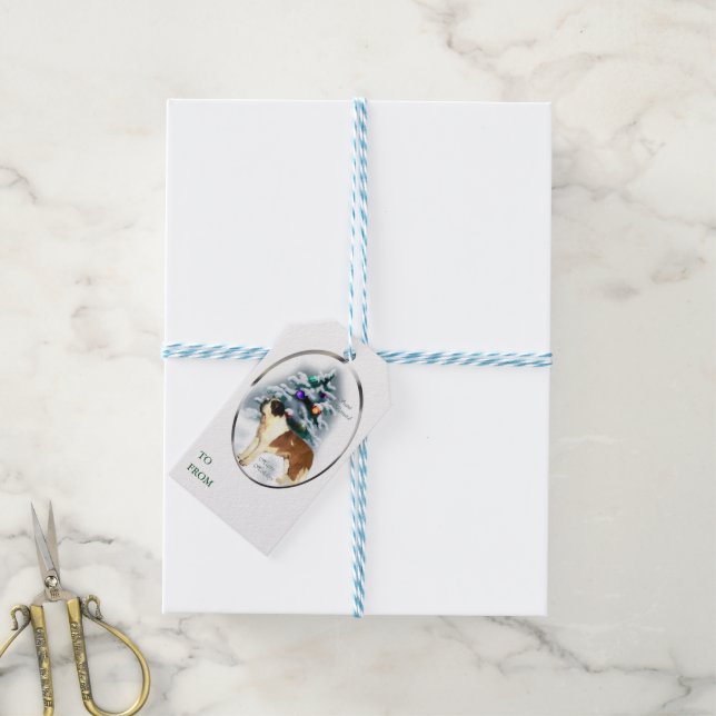 Saint Bernard Christmas Gift Tags (With Twine)