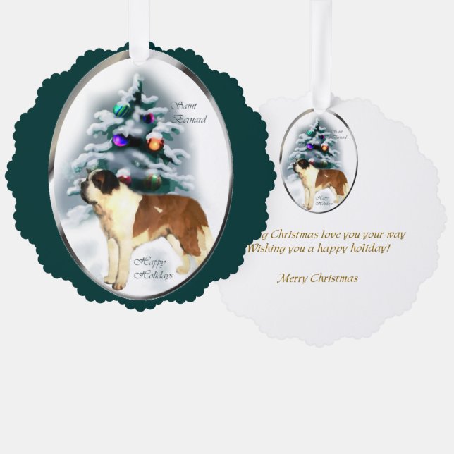 Saint Bernard Christmas Gifts Tree Decoration Card (Front/Back)