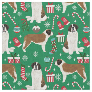 Saint Bernard christmas holiday Fabric