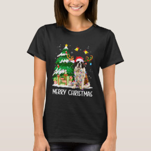 Saint Bernard Christmas Lights Tree Santa Xmas Paj T-Shirt