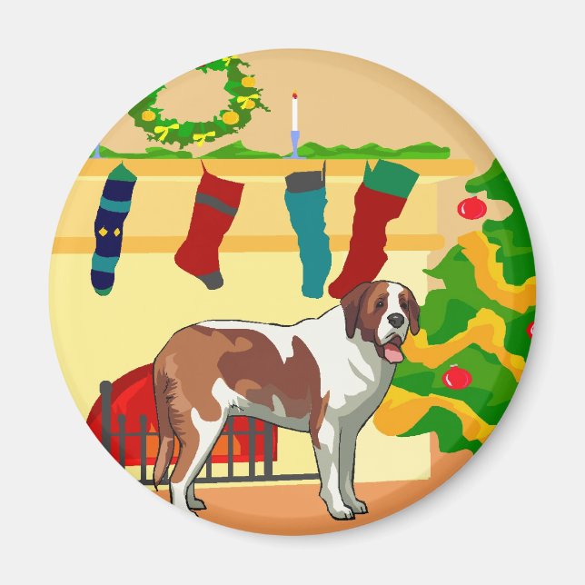 Saint Bernard Christmas Magnet (Front)