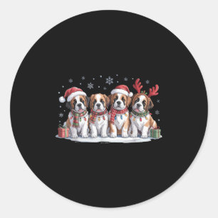 Saint Bernard Christmas Puppies Dog Lovers Funny H Classic Round Sticker
