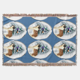 Saint Bernard Christmas Throw Blanket