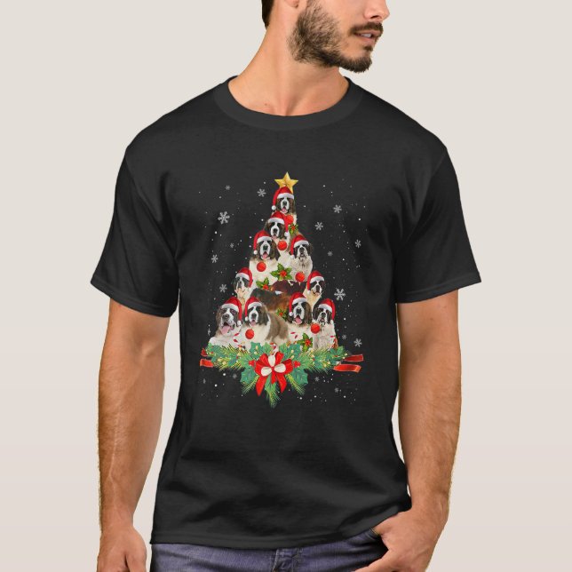 Saint Bernard Christmas Tree Dog Owner Gift T-Shirt (Front)