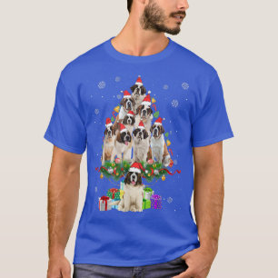 Saint Bernard Christmas Tree Lights Funny Dog Xmas T-Shirt