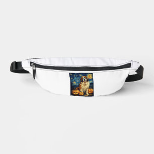 Saint Bernard Cute Dog Halloween Jack O Lantern Pu Bum Bags