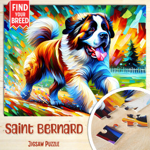 Saint Bernard Dog Acrylic Art Print Dog Lover Gift Jigsaw Puzzle