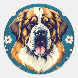Saint Bernard Dog Animal Classic Round Sticker
