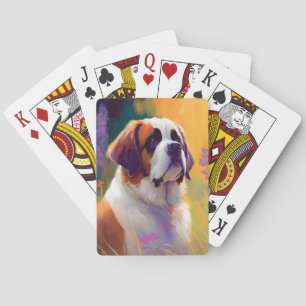 Saint Bernard Dog Animal Portrait Painting Pet Playing Cards