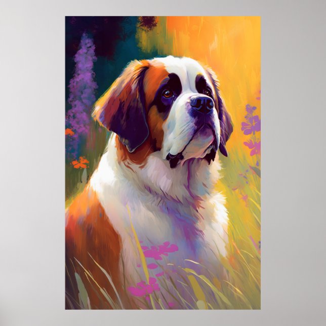 Saint Bernard Dog Animal Portrait Painting Pet  Poster (Front)