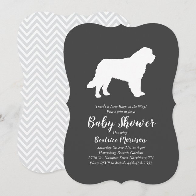 Saint Bernard Dog Baby Shower Gender Neutral Invitation (Front/Back)