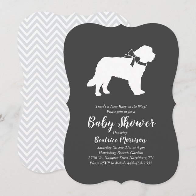 Saint Bernard Dog Baby Shower Gender Neutral Invitation (Front/Back)