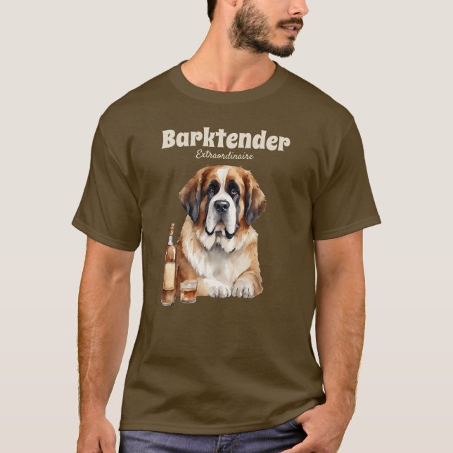 Saint Bernard Dog Barktender Extraordinair T-Shirt (Front)
