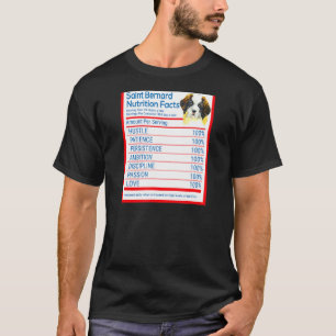 Saint Bernard Dog Breed Owner Funny Nutrition Fact T-Shirt