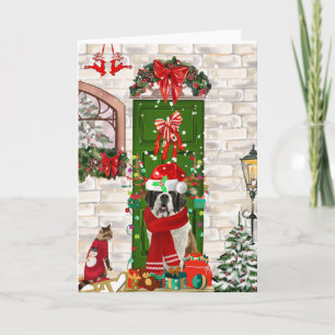 Saint Bernard Dog Christmas   Card
