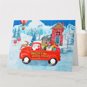 Saint Bernard Dog Christmas Delivery Truck Snow Card