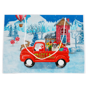 Saint Bernard Dog Christmas Delivery Truck Snow Large Gift Bag