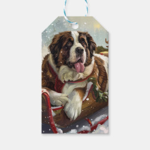 Saint Bernard Dog Christmas Festive Gift Tags