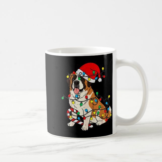 Saint Bernard Dog Christmas Lights Santa Xmas Pet  Coffee Mug (Right)