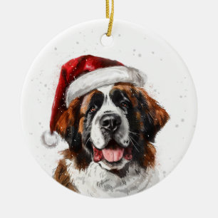 Saint Bernard Dog Christmas Personalized Ceramic Ornament