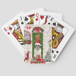 Saint Bernard Dog Christmas Playing Cards