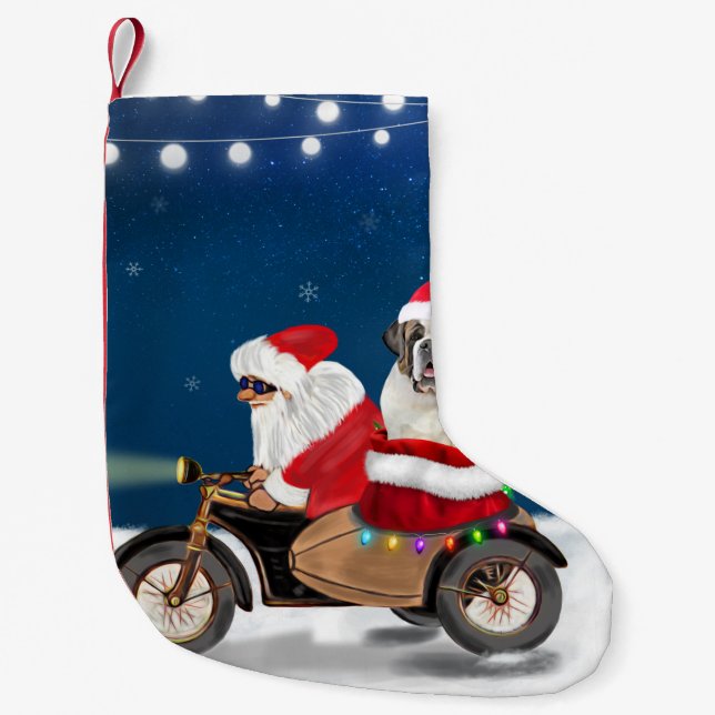 Saint Bernard Dog Christmas Santa Claus  Small Christmas Stocking (Front)