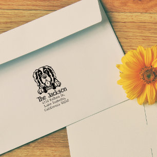 Saint Bernard Dog, Custom Return Address,  Rubber Stamp
