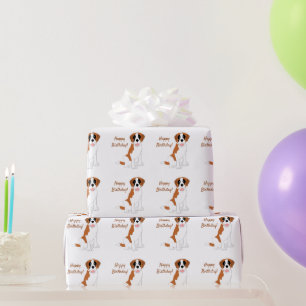 Saint Bernard Dog Design Birthday Wrapping Paper