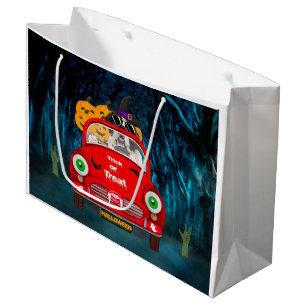 Saint Bernard Dog Driving Car Scary Halloween Large Gift Bag