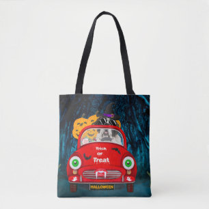 Saint Bernard Dog Driving Car Scary Halloween Tote Bag