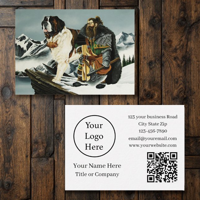 Saint Bernard Dog Dwarf Fantasy Business Card (Creator Uploaded)