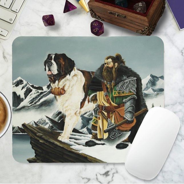 Saint Bernard Dog Dwarf Fantasy Mouse Pad (Creator Uploaded)