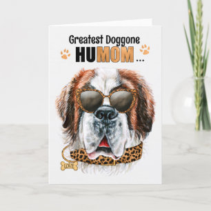 Saint Bernard Dog Greatest HuMOM Mother's Day Holiday Card