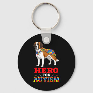 Saint Bernard Dog Hero For Autism Awareness Accept Key Ring