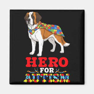 Saint Bernard Dog Hero For Autism Awareness Accept Magnet
