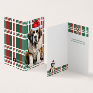 Saint Bernard Dog Holiday Plaid Christmas