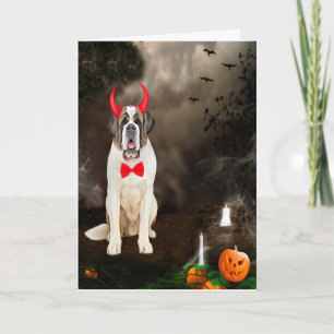 Saint Bernard Dog in Halloween Costume  Card