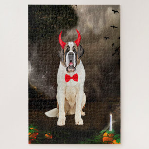 Saint Bernard Dog in Halloween Costume Jigsaw Puzzle